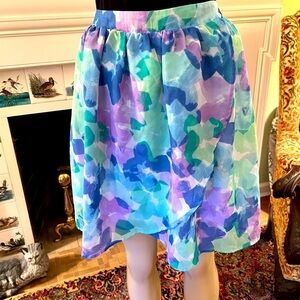 GIRL’S vibrant, floral, hi-lo, sheer (fully lined) skirt by The Place